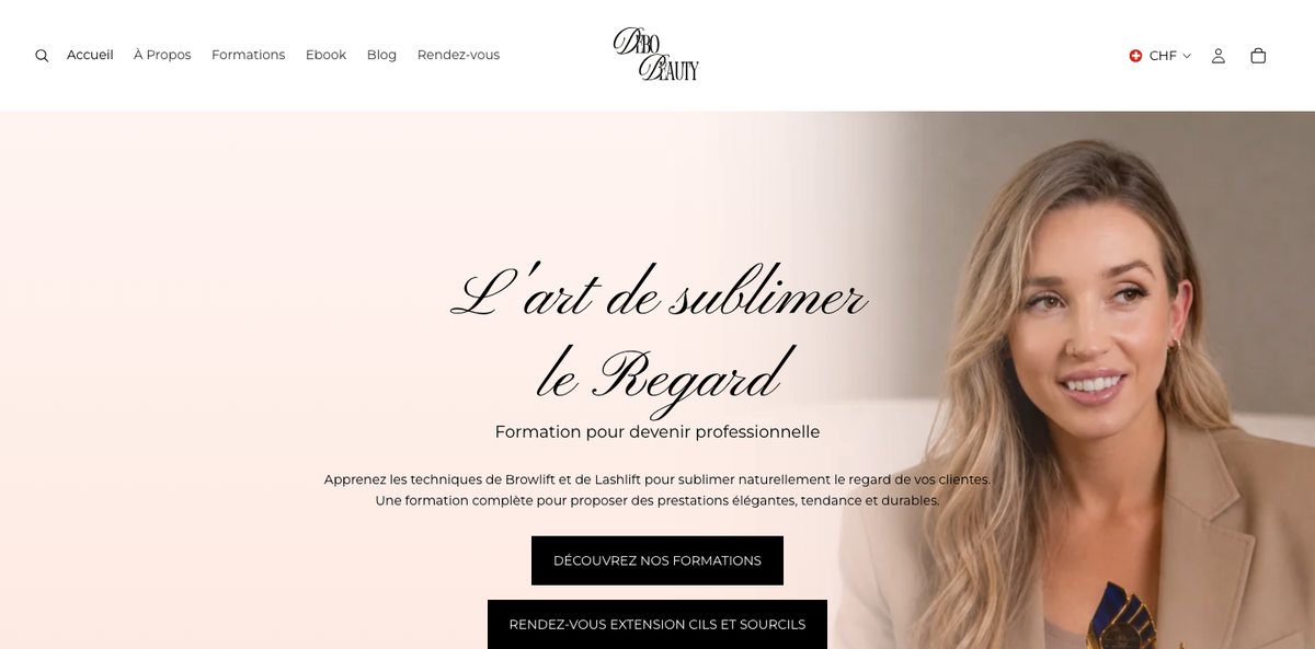 Page d’accueil du site Debo Beauty
