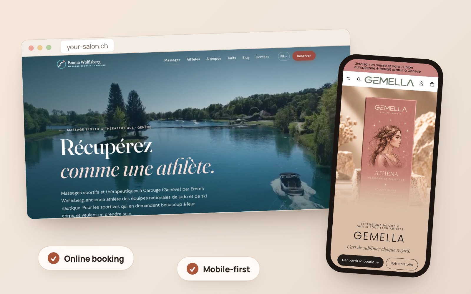 Example of a showcase website on desktop and mobile